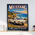 1965 Ford Mustang Fastback Poster, California Coastal Road Art (Printed Poster)