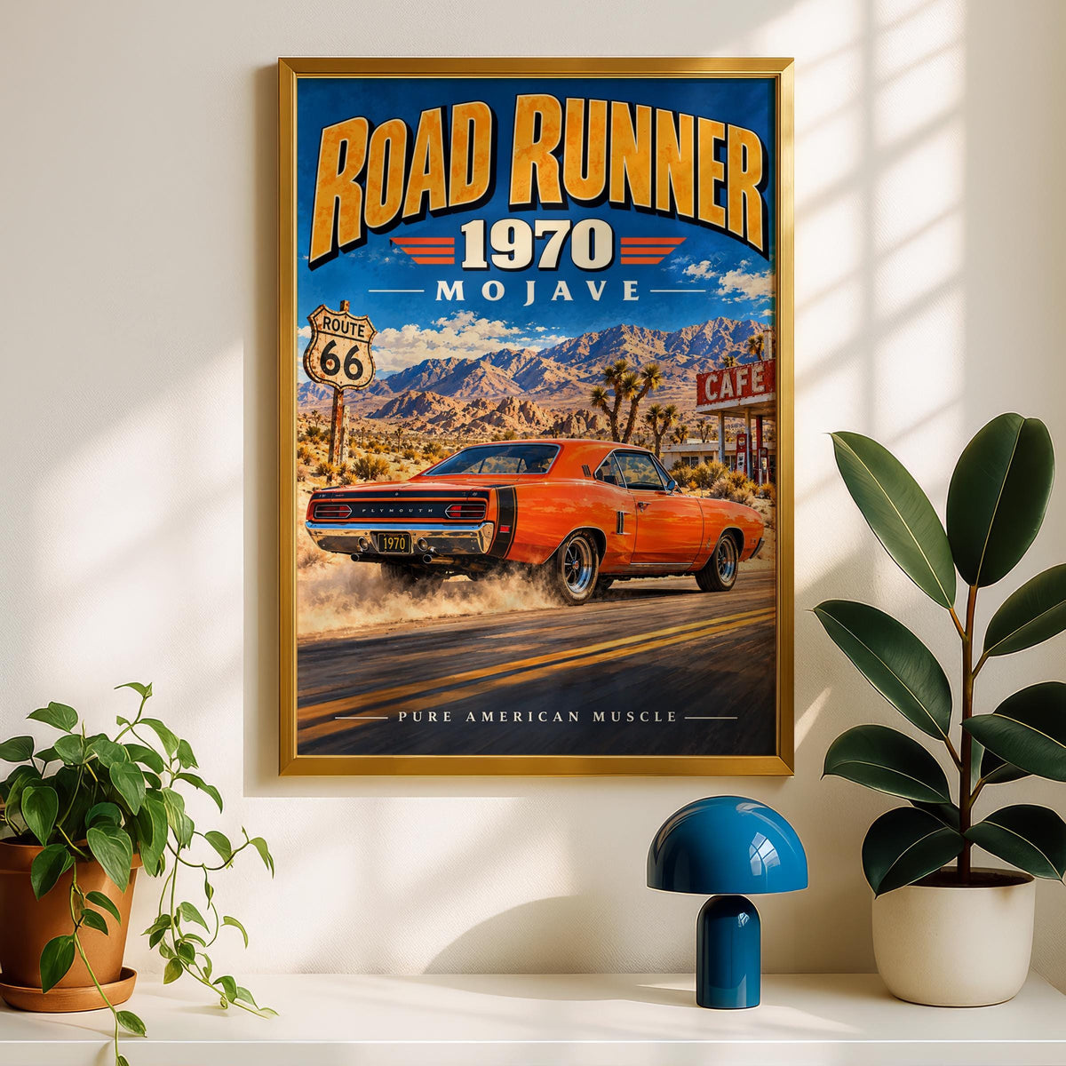 1970 Plymouth Road Runner Poster, Mojave Desert Muscle Car Art (Print)