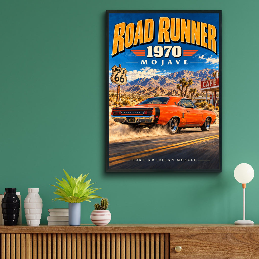 1970 Plymouth Road Runner Poster, Mojave Desert Muscle Car Art (Print)