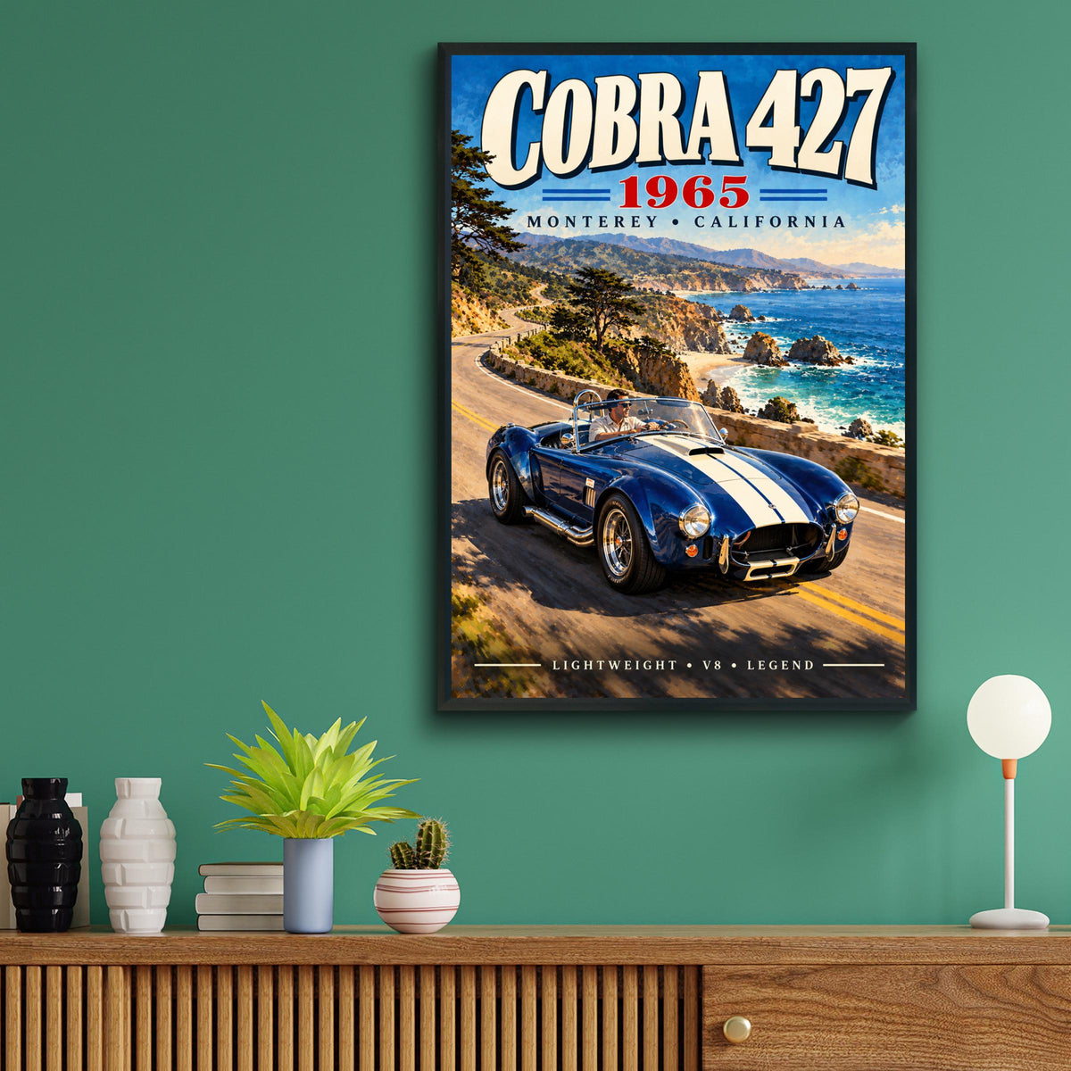 1965 Shelby Cobra 427 Poster, Monterey California Coastal Highway Art (Print)