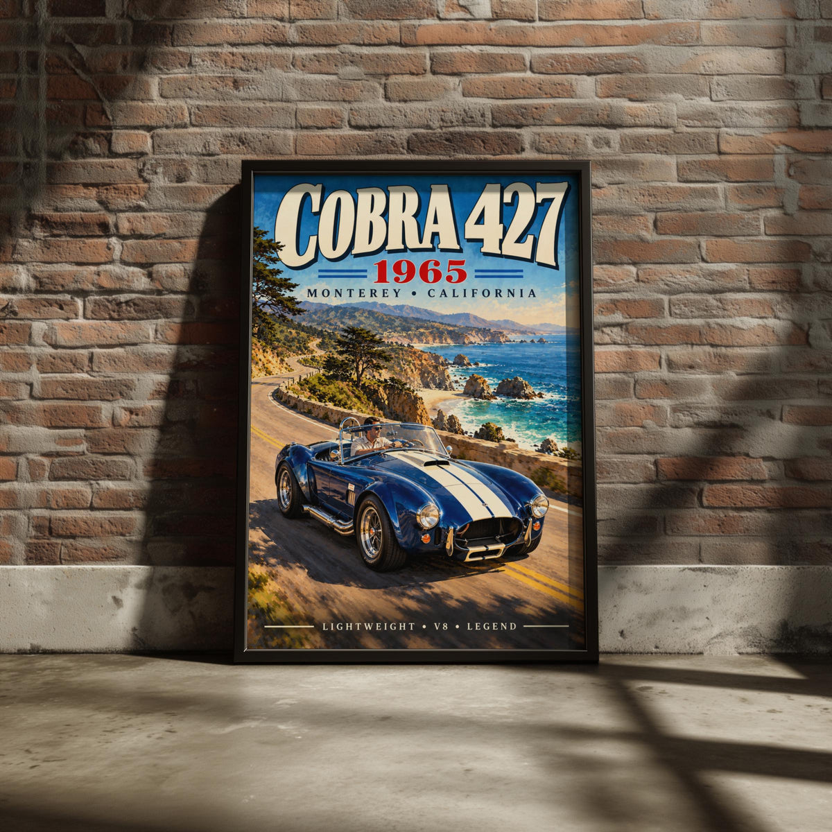 1965 Shelby Cobra 427 Poster, Monterey California Coastal Highway Art (Print)