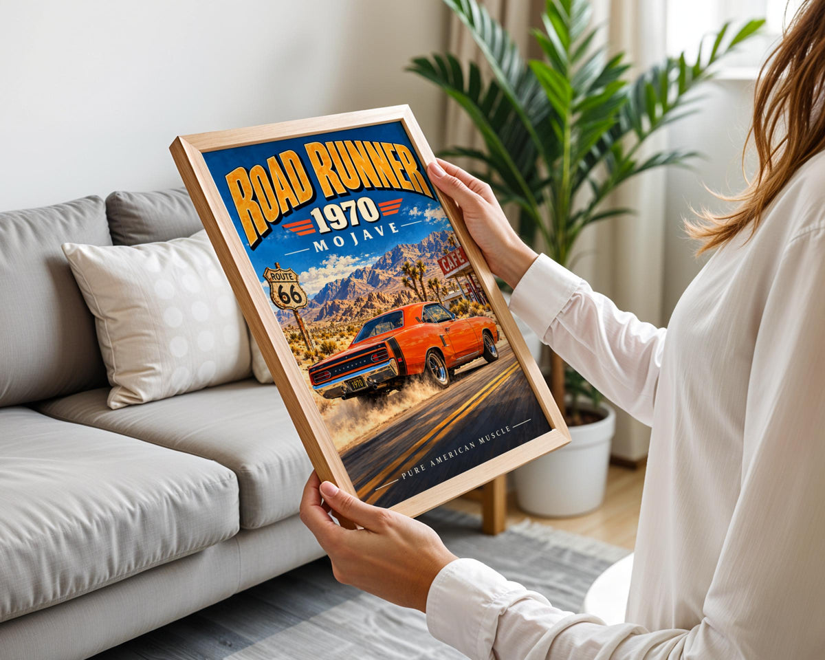 1970 Plymouth Road Runner Poster, Mojave Desert Muscle Car Art (Print)