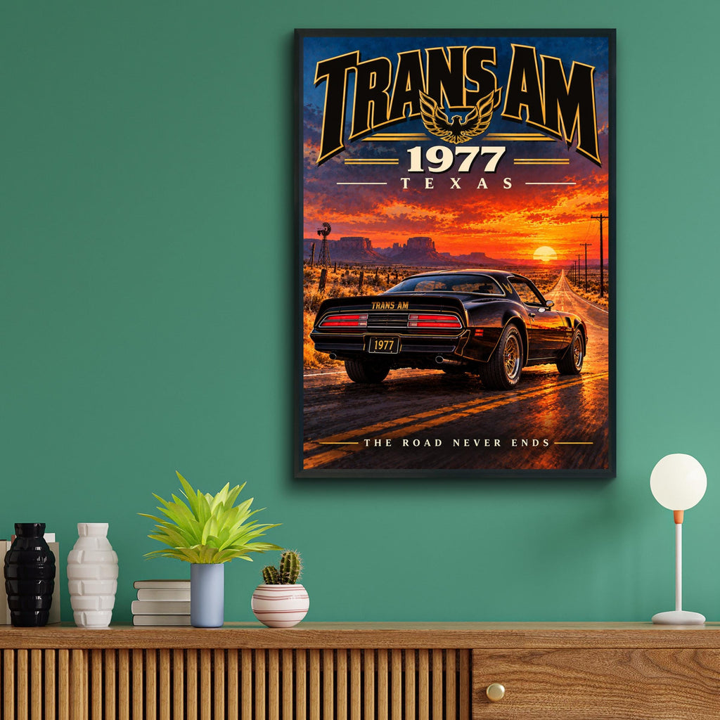 1977 Pontiac Trans Am Poster, Texas Sunset Muscle Car Art (Print)