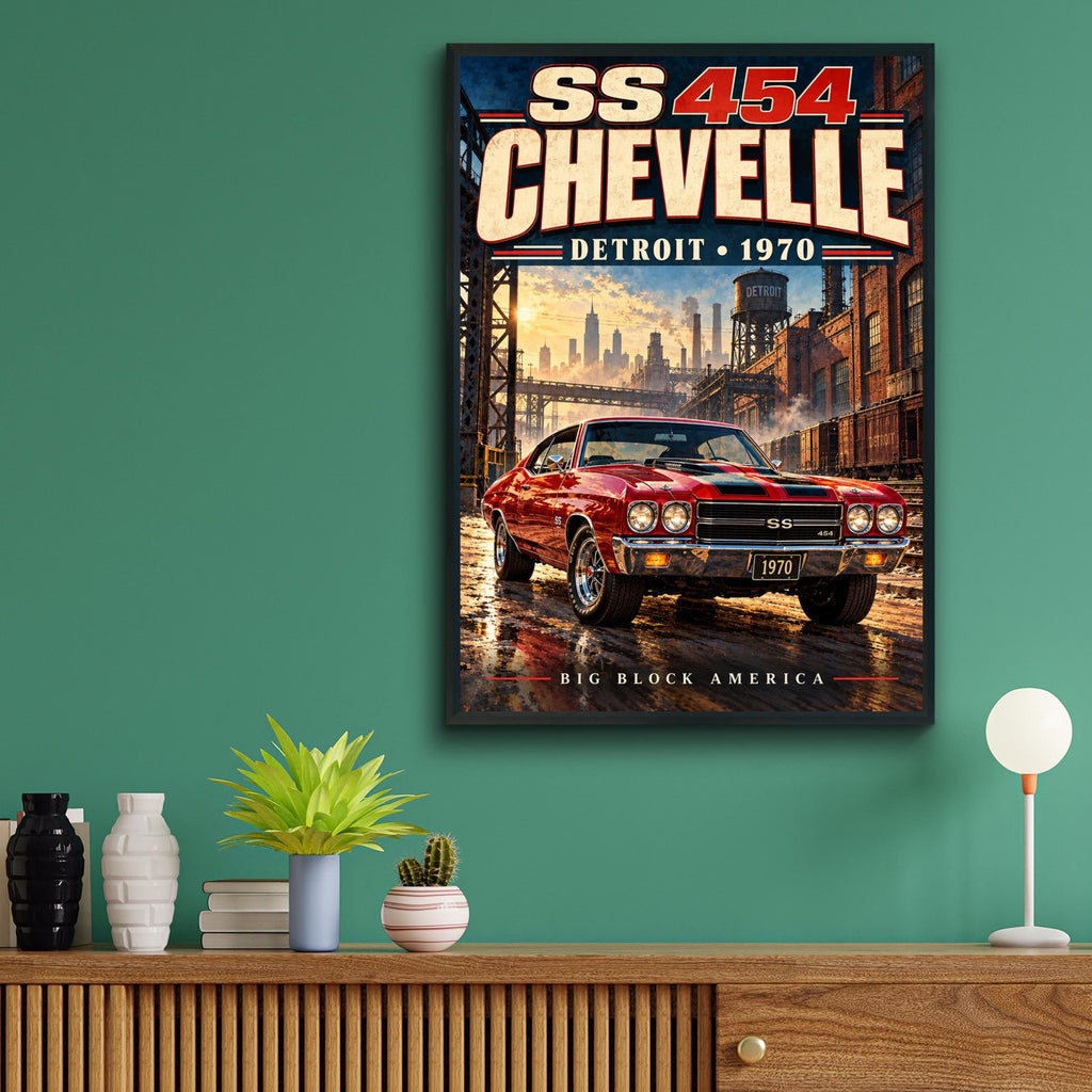 1970 Chevelle SS454 Muscle Car Poster, Detroit Big Block America Print (Physical)