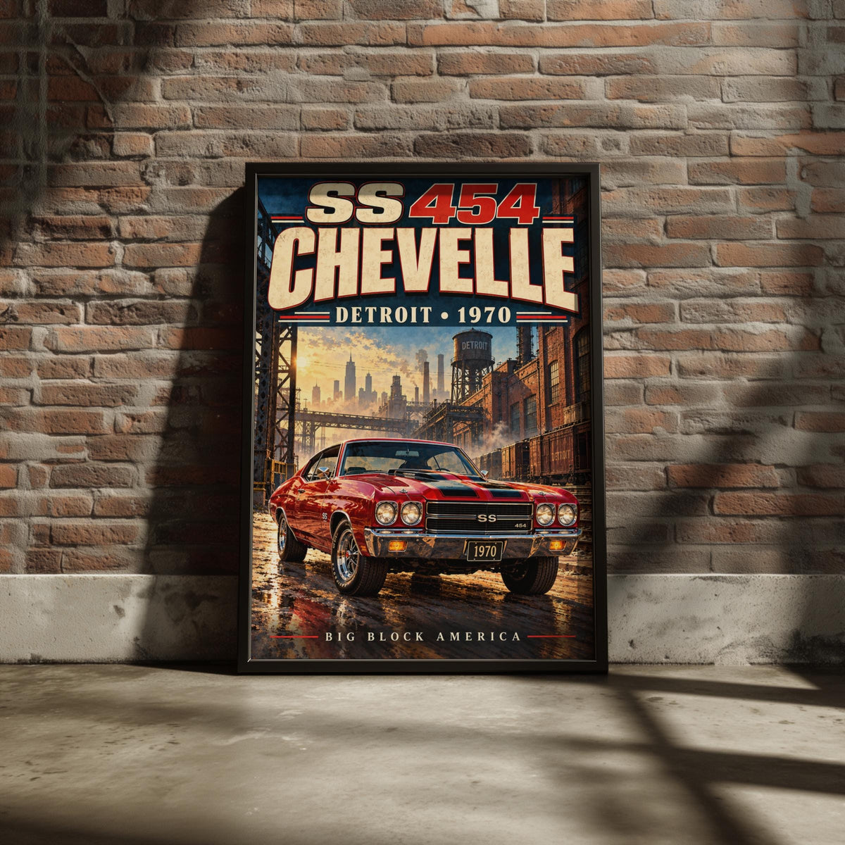 1970 Chevelle SS454 Muscle Car Poster, Detroit Big Block America Print (Physical)