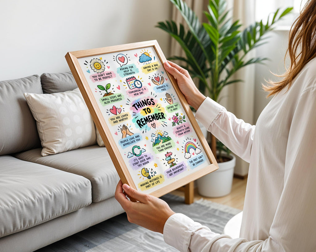 Things To Remember Poster, Mental Health Affirmations, Self Love Wall Art (Printed)