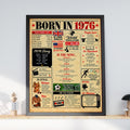 Born in 1976 Poster, 50th Birthday Gift, Retro Newspaper Style Print, Year You Were Born Wall Art