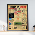 Born in 2000 Poster, 26th Birthday Gift, Year You Were Born Print, 2000 Facts Wall Art