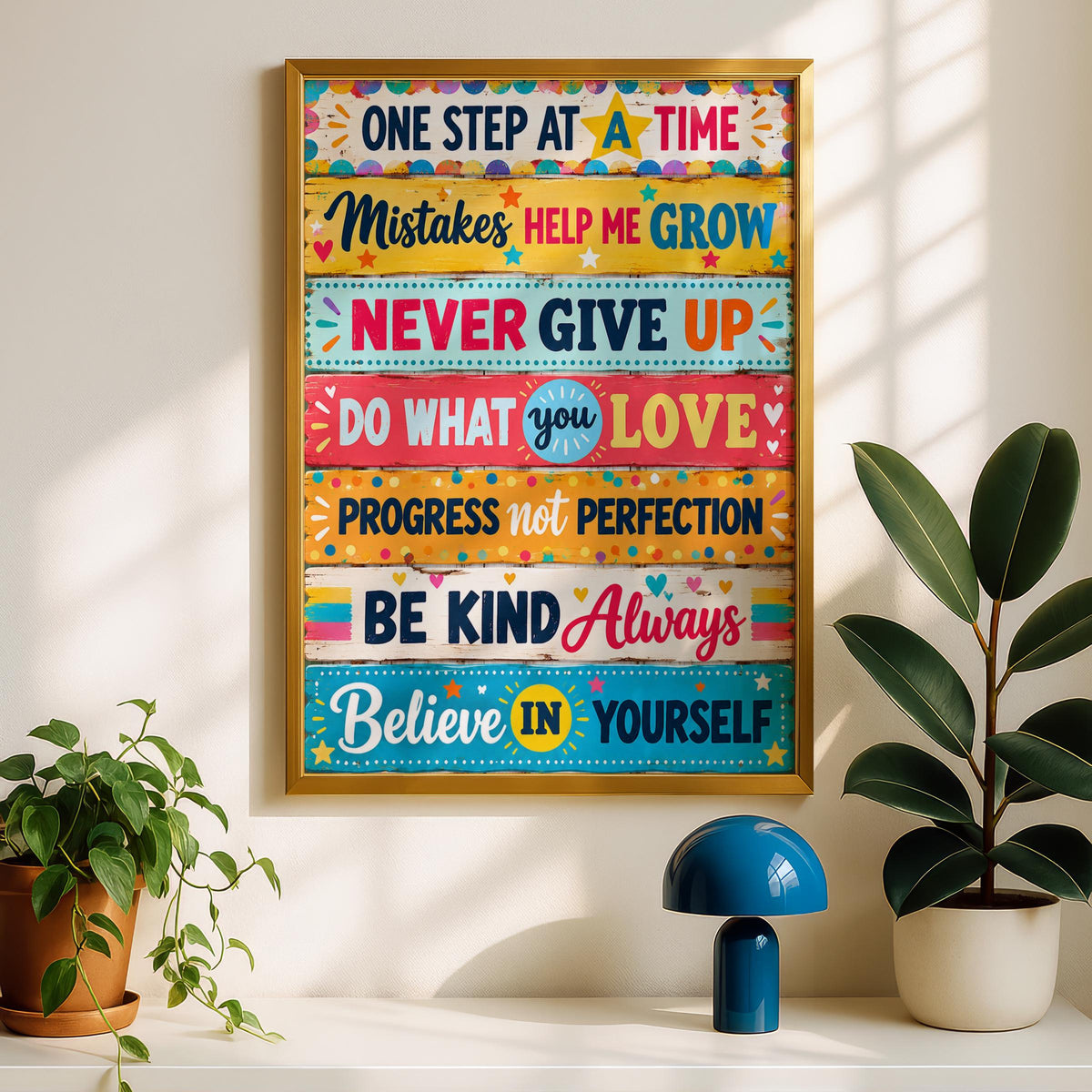 Motivational Quote Wall Art Print, Colourful Inspirational Poster, Kids Classroom Decor