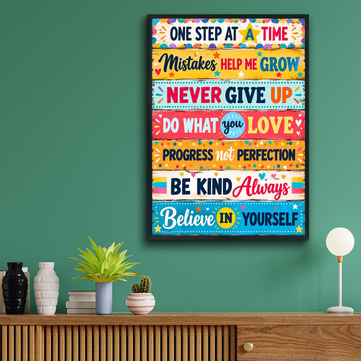 Motivational Quote Wall Art Print, Colourful Inspirational Poster, Kids Classroom Decor