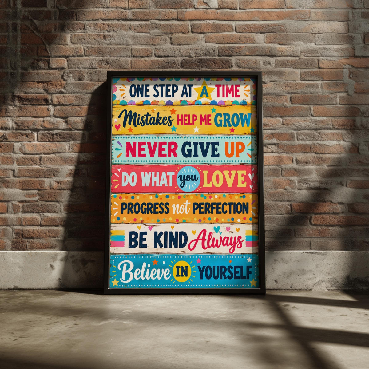 Motivational Quote Wall Art Print, Colourful Inspirational Poster, Kids Classroom Decor