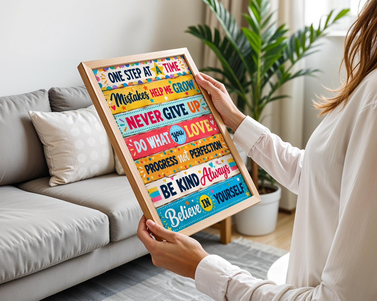 Motivational Quote Wall Art Print, Colourful Inspirational Poster, Kids Classroom Decor