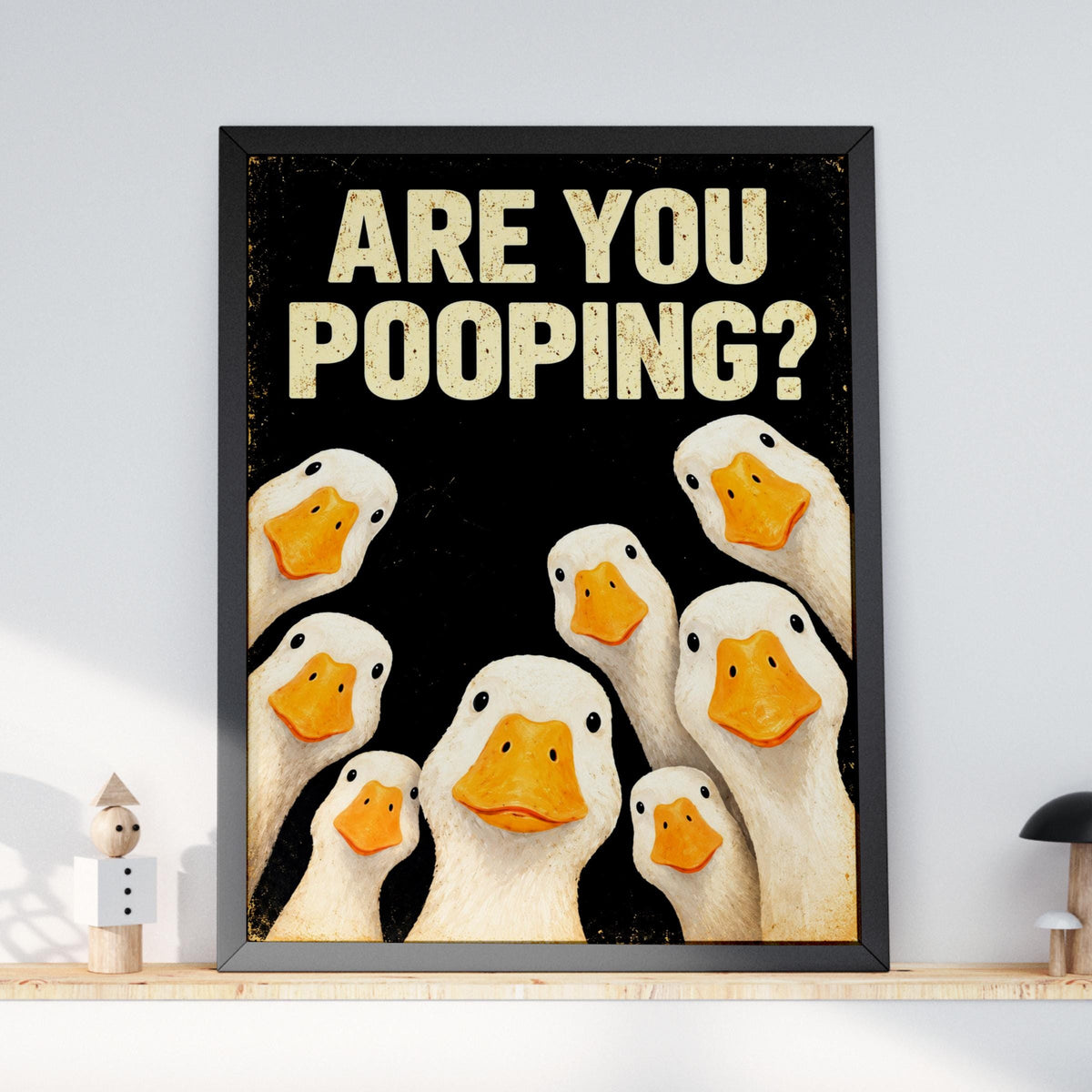 Funny Toilet Poster, Are You Pooping Ducks Wall Art, Bathroom Print, Quirky Duck Art, Black Humour