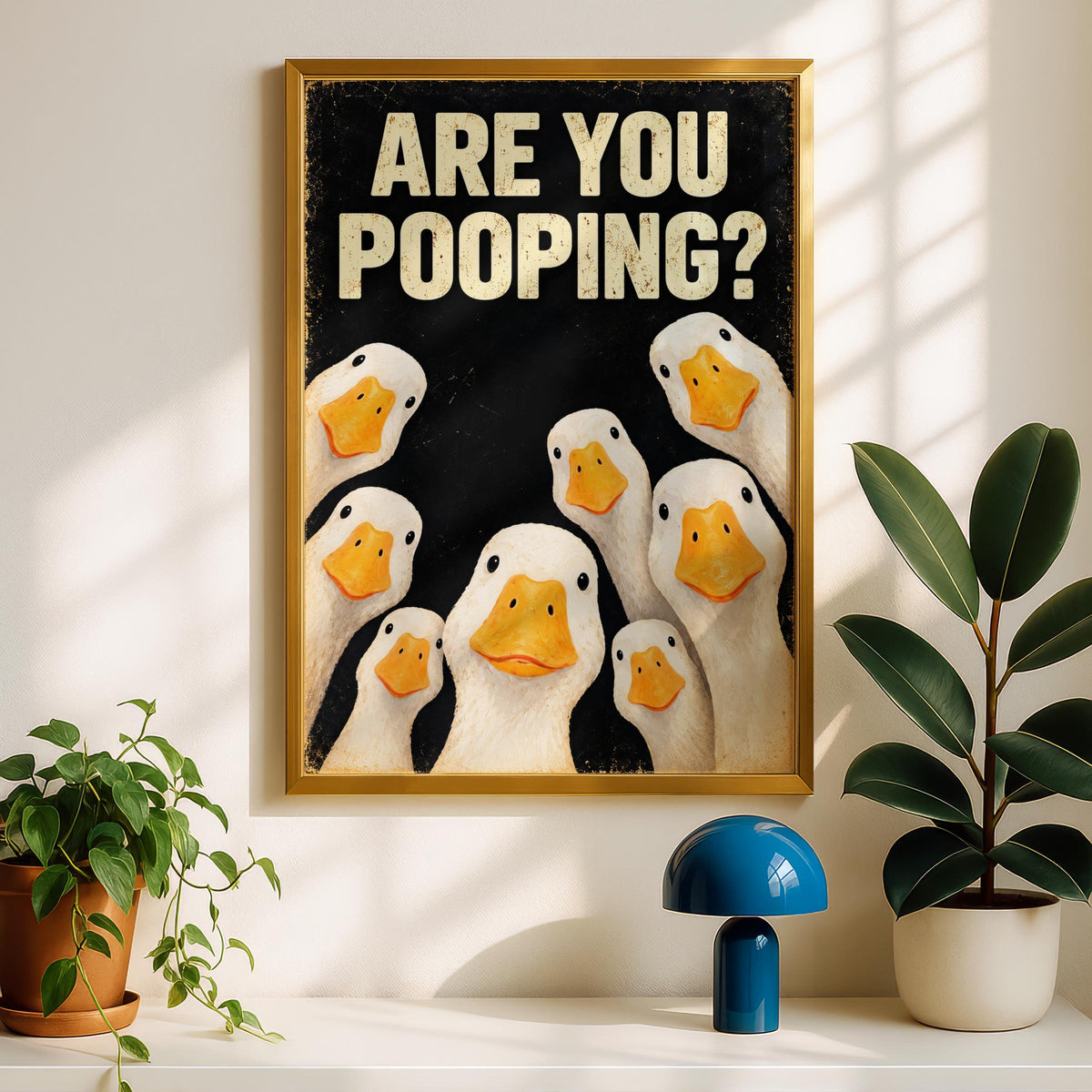 Funny Toilet Poster, Are You Pooping Ducks Wall Art, Bathroom Print, Quirky Duck Art, Black Humour