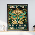 Vintage Dragonfly Clock Poster, Inspirational Quote Wall Art Print