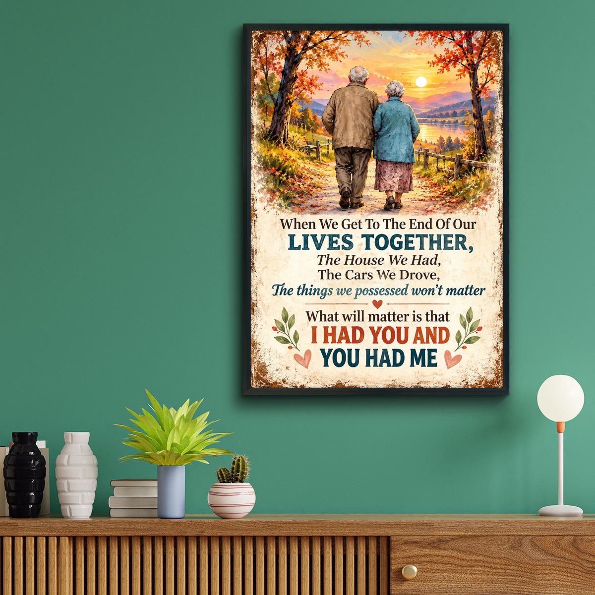 Lives Together Couple Quote Poster, Autumn Walk Love Print, Anniversary Wall Art Gift