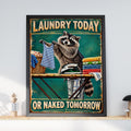 Raccoon Laundry Room Wall Art, Funny Vintage Tin Sign Style Print, Utility Room Poster