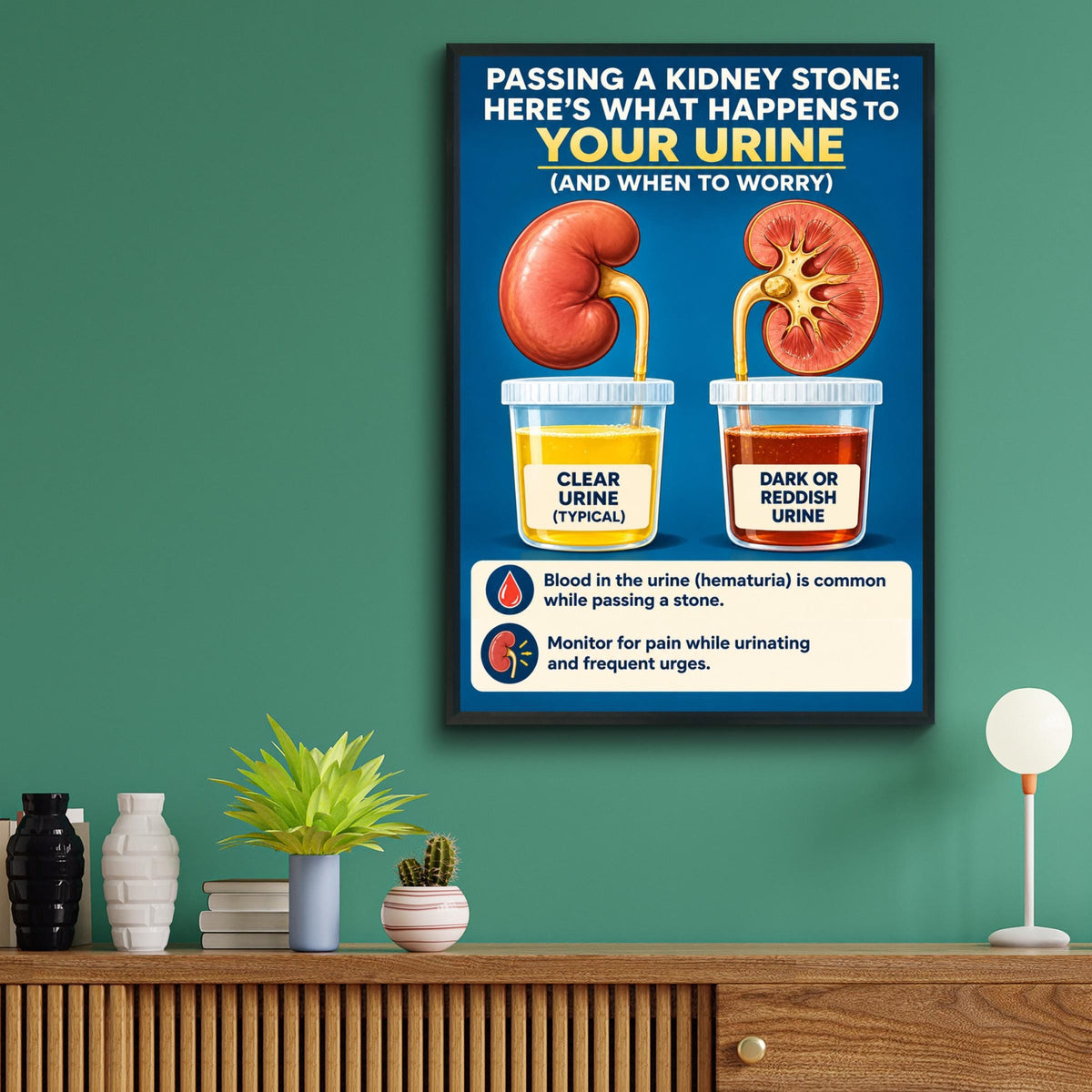 Kidney Stone Poster, Urine Colour Infographic, Medical Wall Art Print, Urology Clinic Decor