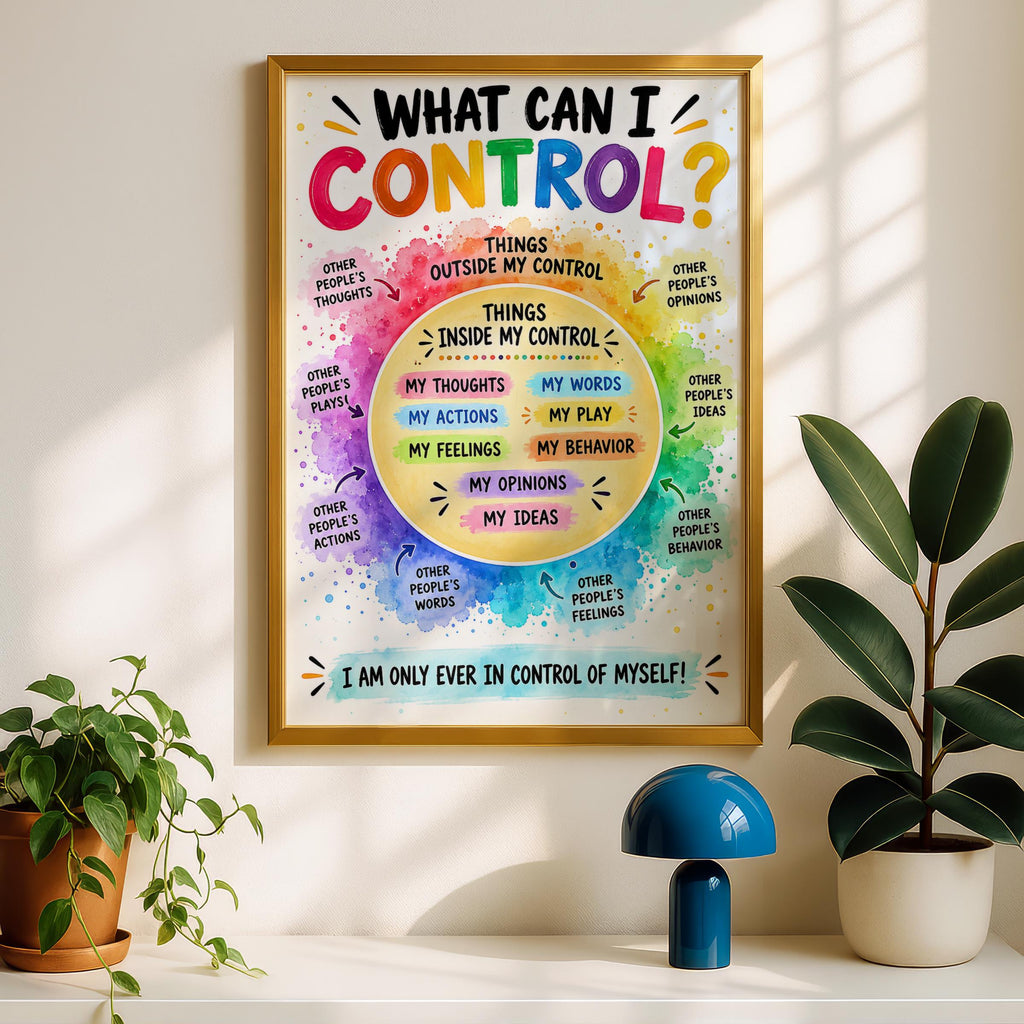 What Can I Control Poster, Circle of Control Print, Classroom Wall Art, Counselling Office Decor