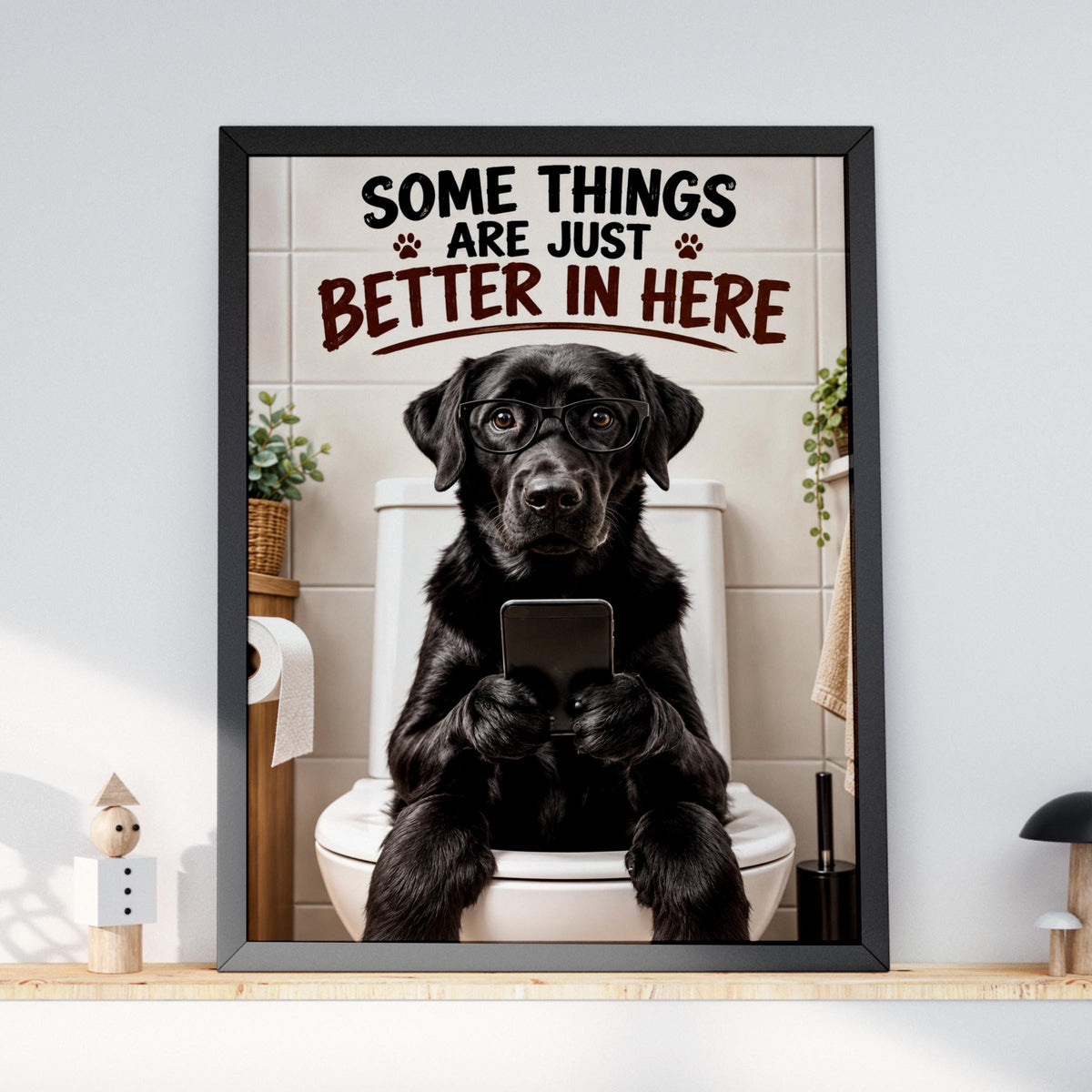 Funny Black Labrador Toilet Poster, Dog Bathroom Wall Art, Humorous Loo Print, Quirky WC Decor