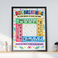 Box Breathing Poster, Calm Corner Wall Art, Mindfulness Chart for Kids Classroom, Colourful Anxiety