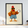 Funny Rooster Bathroom Wall Art, Toilet Roll Poster, Quirky Chicken Print, Humorous Loo Decor