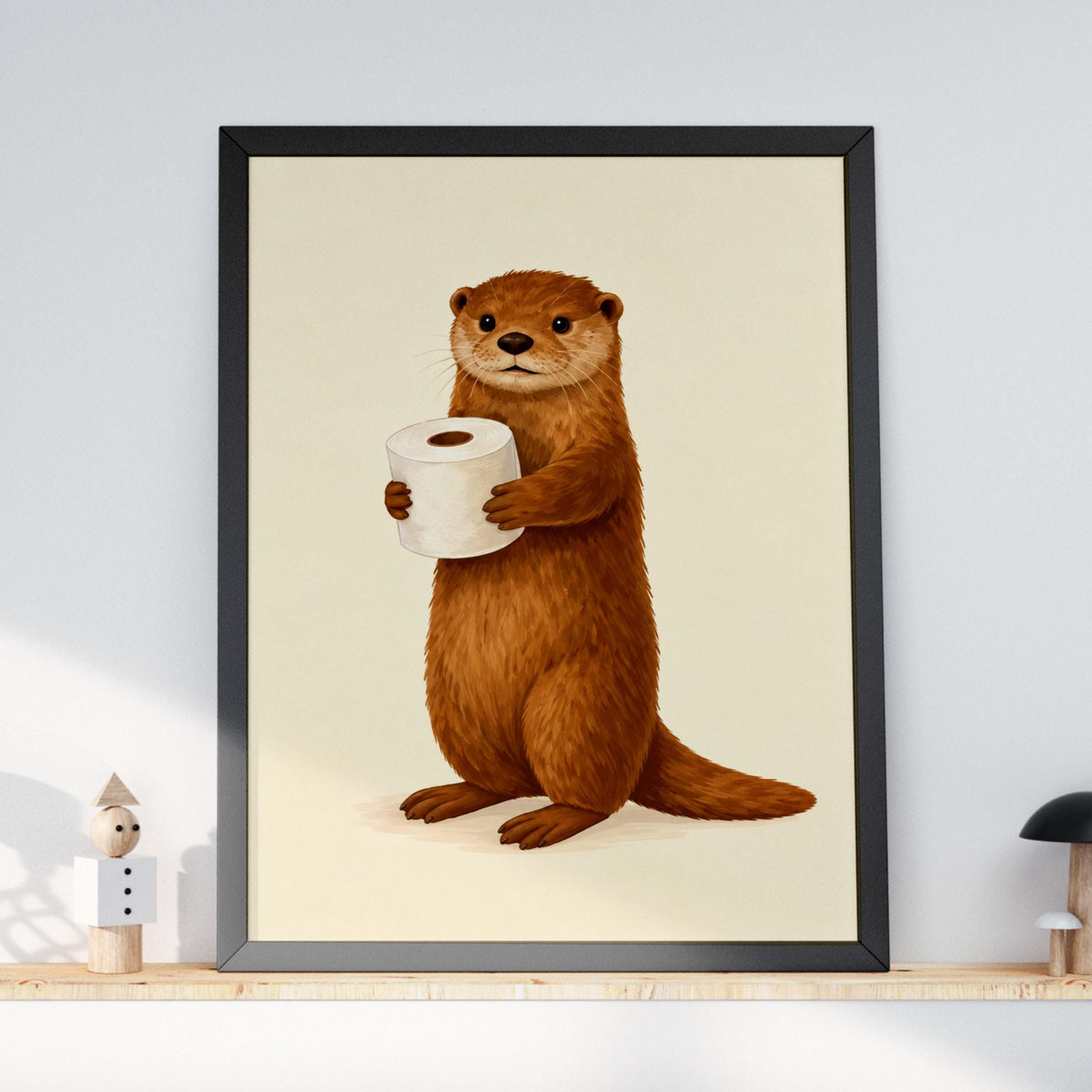 Funny Otter Toilet Roll Print, Bathroom Wall Art, Cute Animal Poster, Loo Humour Decor, Guest WC