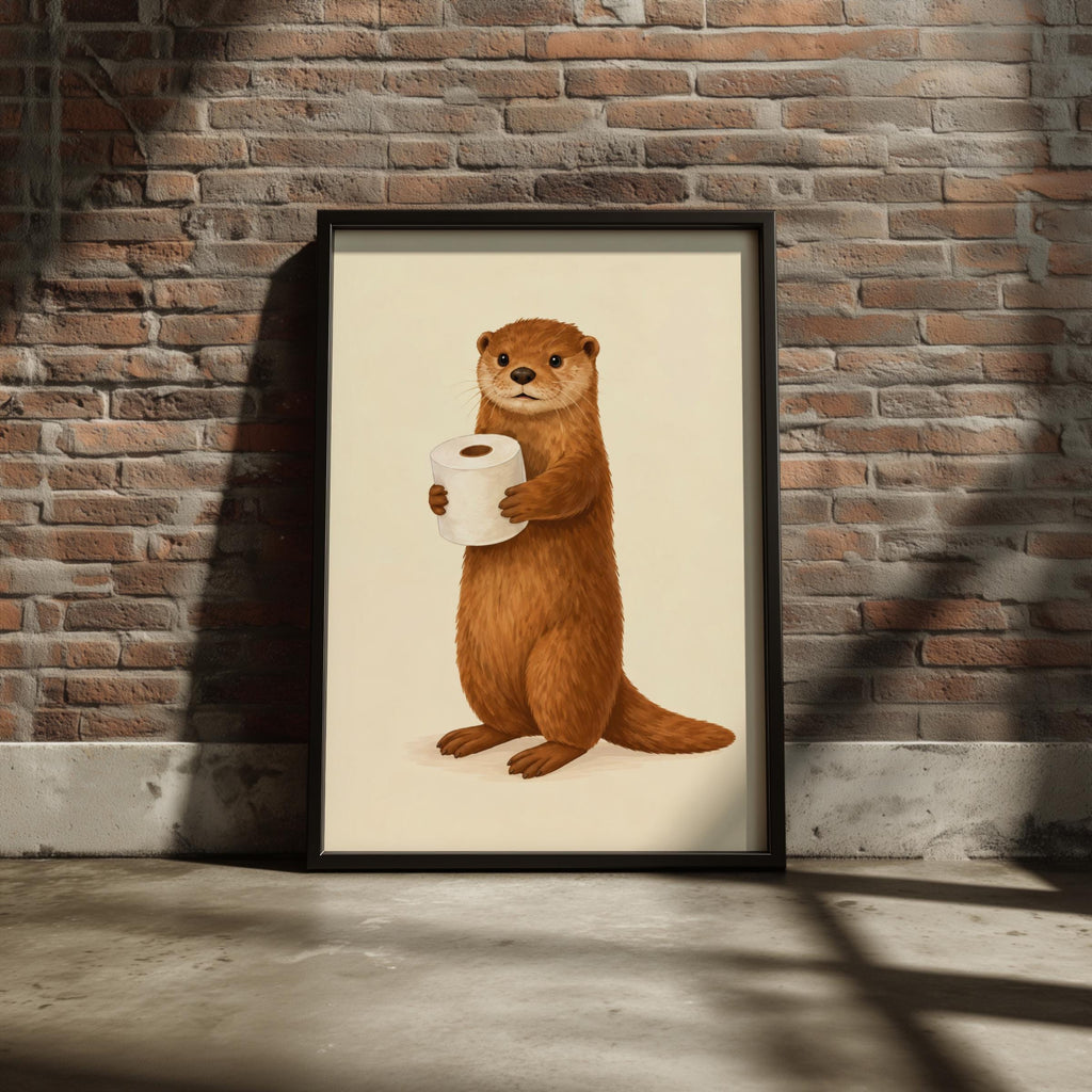 Funny Otter Toilet Roll Print, Bathroom Wall Art, Cute Animal Poster, Loo Humour Decor, Guest WC