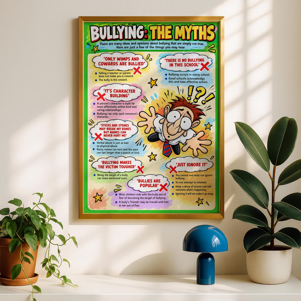 Bullying Myths School Poster, Anti-Bullying Wall Art Print, Classroom Awareness Chart