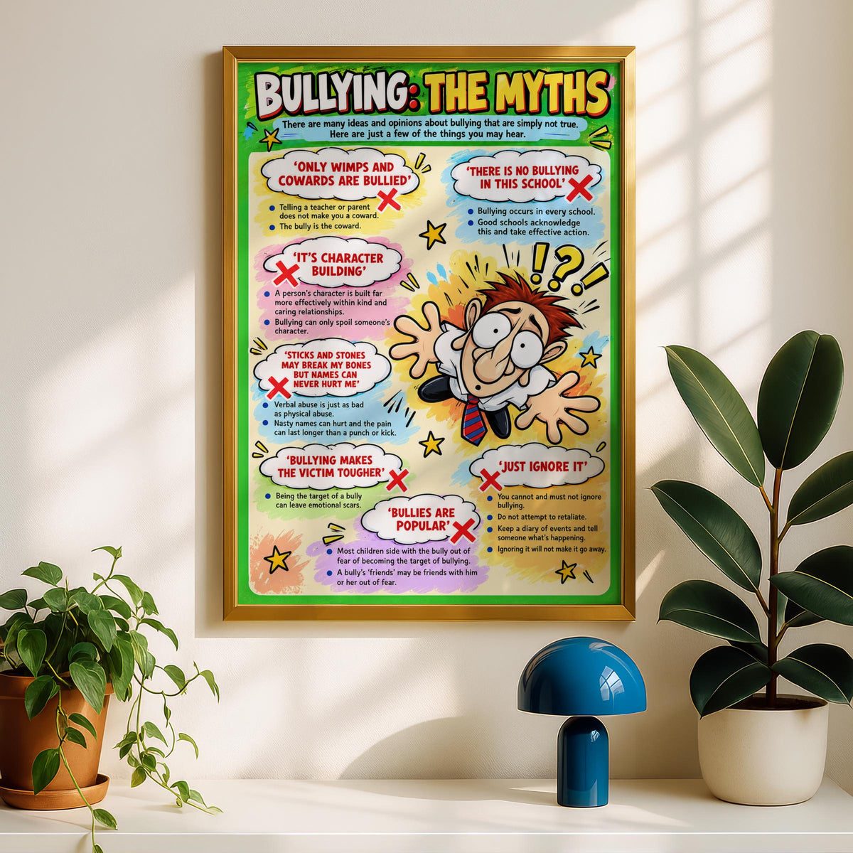 Bullying Myths School Poster, Anti-Bullying Wall Art Print, Classroom Awareness Chart