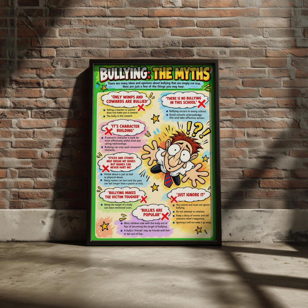 Bullying Myths School Poster, Anti-Bullying Wall Art Print, Classroom Awareness Chart