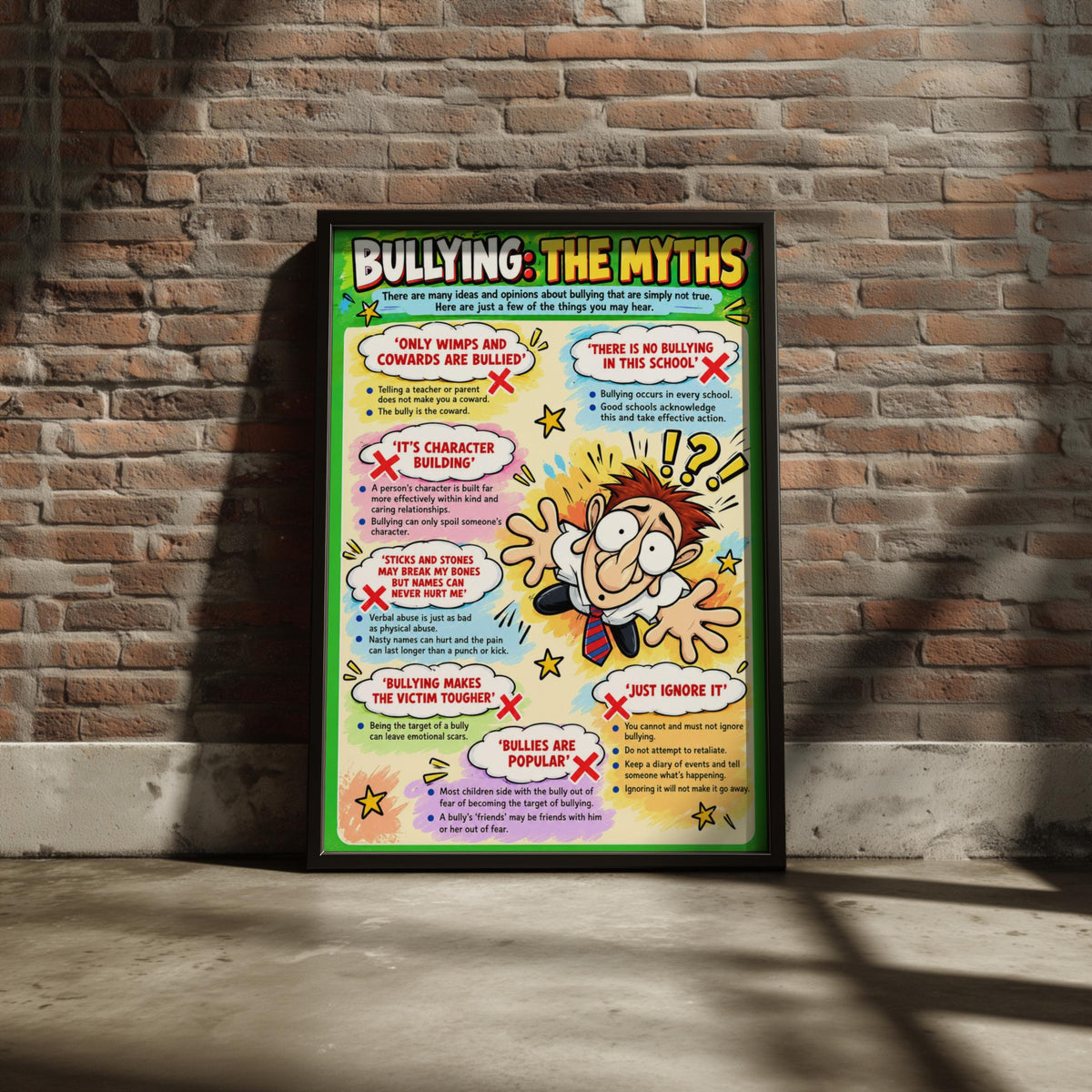 Bullying Myths School Poster, Anti-Bullying Wall Art Print, Classroom Awareness Chart
