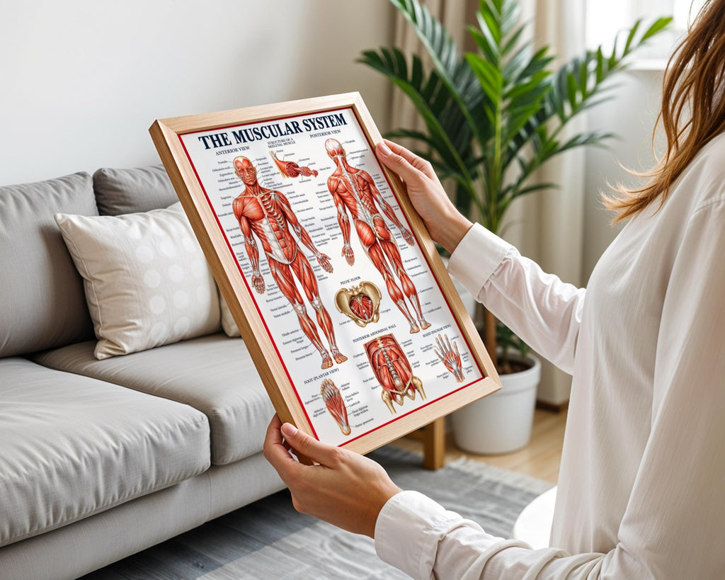 Muscular System Anatomy Poster, Human Body Muscle Chart, Medical Wall Art Print