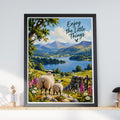 Enjoy the Little Things Sheep Lake District Print, Country Landscape Wall Art Poster