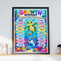 Growth Mindset Ocean Animals Poster, Kids Classroom Wall Art, Colourful Children Print