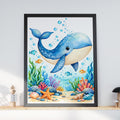 Cute Blue Whale Nursery Wall Art, Watercolour Ocean Animal Print, Under The Sea Poster for Kids Room
