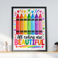 Rainbow Crayon Poster, Classroom Wall Art, Inclusive Kids Playroom Print, Teacher Gift Decor