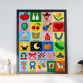 Colourful Alphabet Wall Art Print, Nursery Poster, Kids Room Decor, ABC Illustrated Playroom Gift