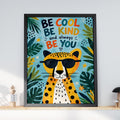 Cheetah Nursery Wall Art, Be Cool Be Kind Print, Kids Room Poster, Jungle Animal Quote