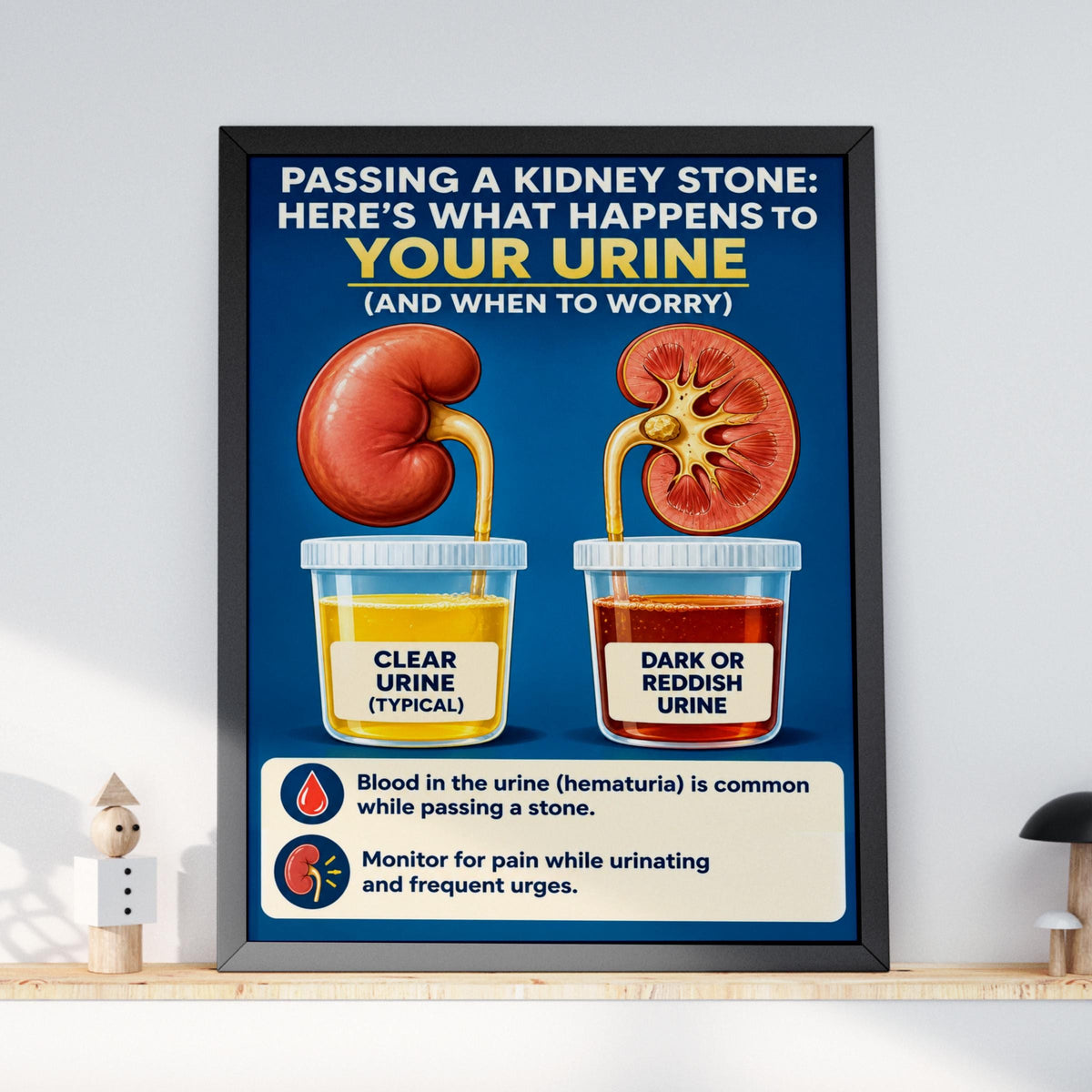 Kidney Stone Poster, Urine Colour Infographic, Medical Wall Art Print, Urology Clinic Decor