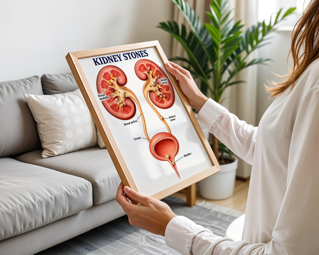 Kidney Stones Anatomy Poster, Urinary System Chart, Medical Illustration, Nephrology Clinic Decor