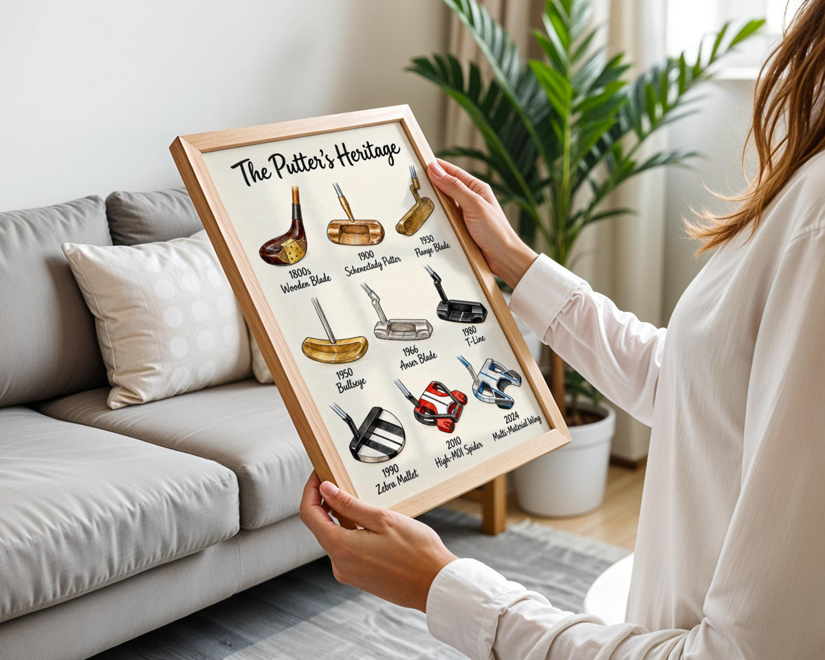 Golf Putter History Poster, Vintage Golfer Gift, Golf Wall Art, Clubhouse Man Cave Decor, Dad Print
