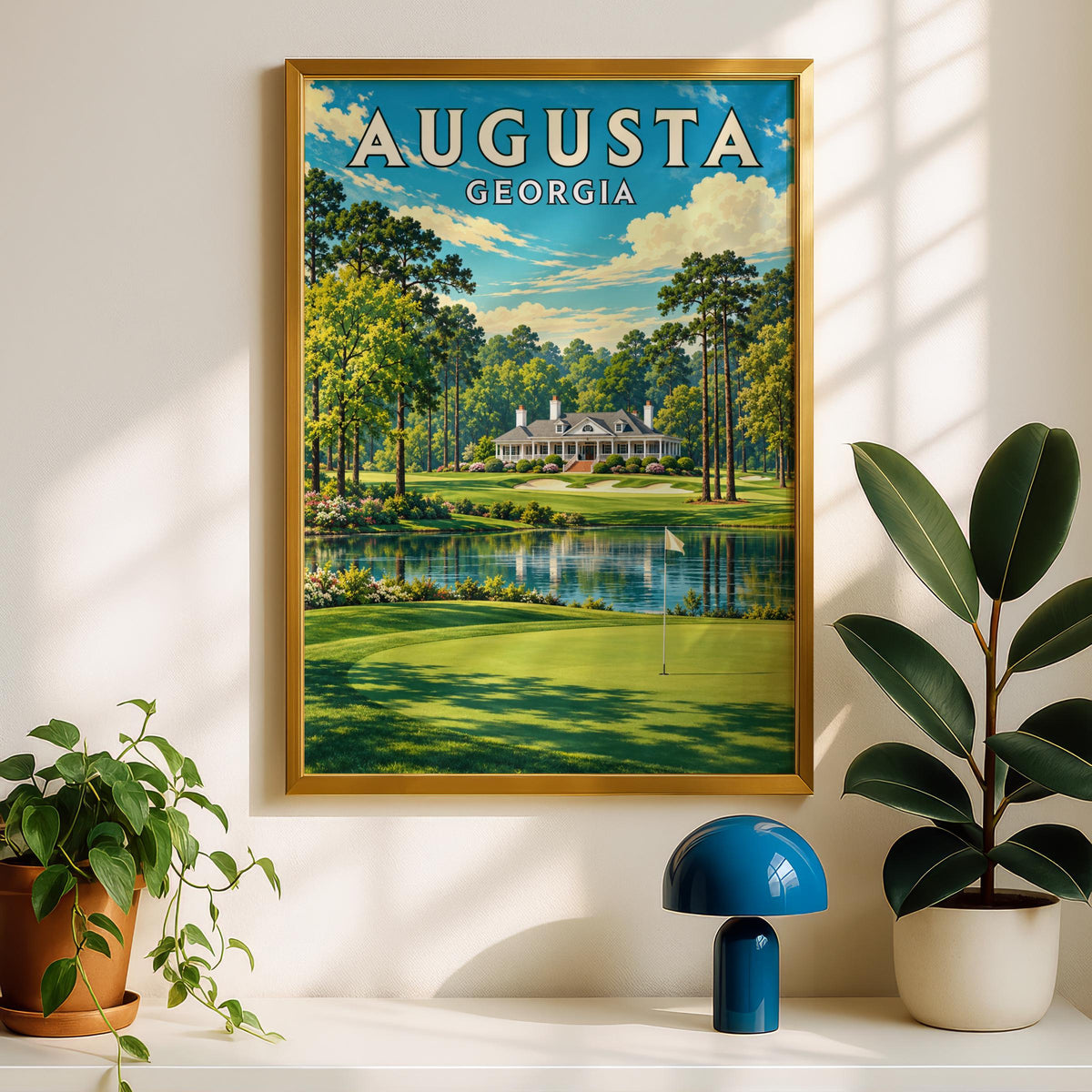 Augusta Georgia Golf Poster, Vintage Travel Print, Golf Course Wall Art, Golfer Gift, Clubhouse