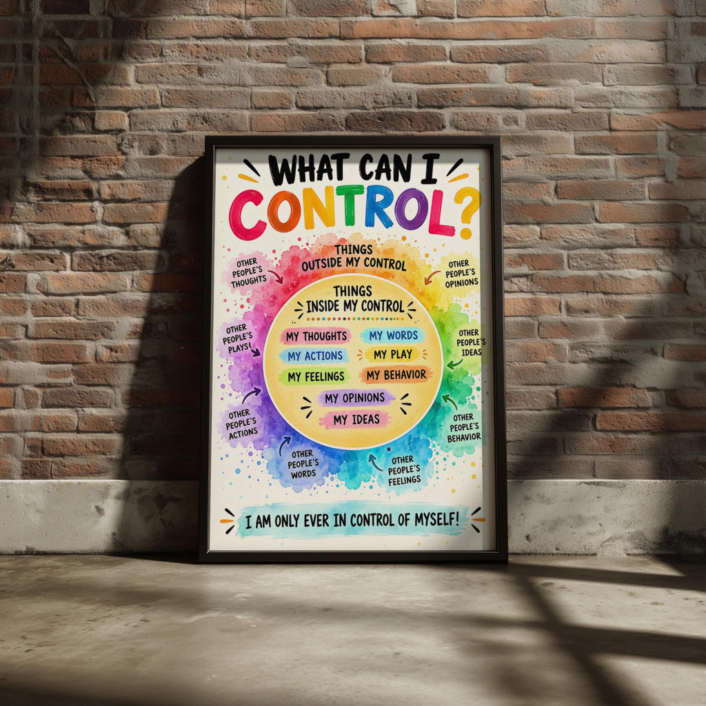 What Can I Control Poster, Circle of Control Print, Classroom Wall Art, Counselling Office Decor