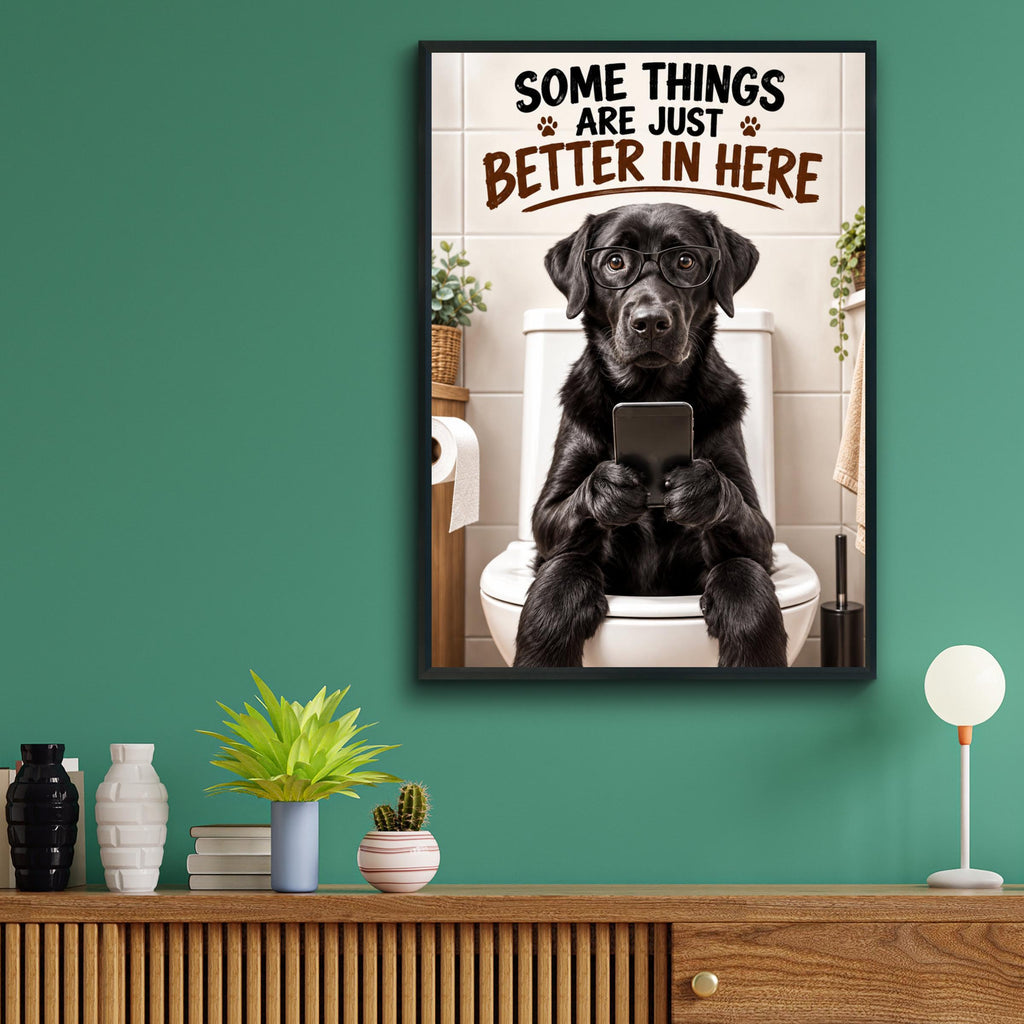 Funny Black Labrador Toilet Poster, Dog Bathroom Wall Art, Humorous Loo Print, Quirky WC Decor