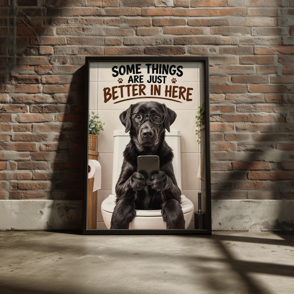 Funny Black Labrador Toilet Poster, Dog Bathroom Wall Art, Humorous Loo Print, Quirky WC Decor