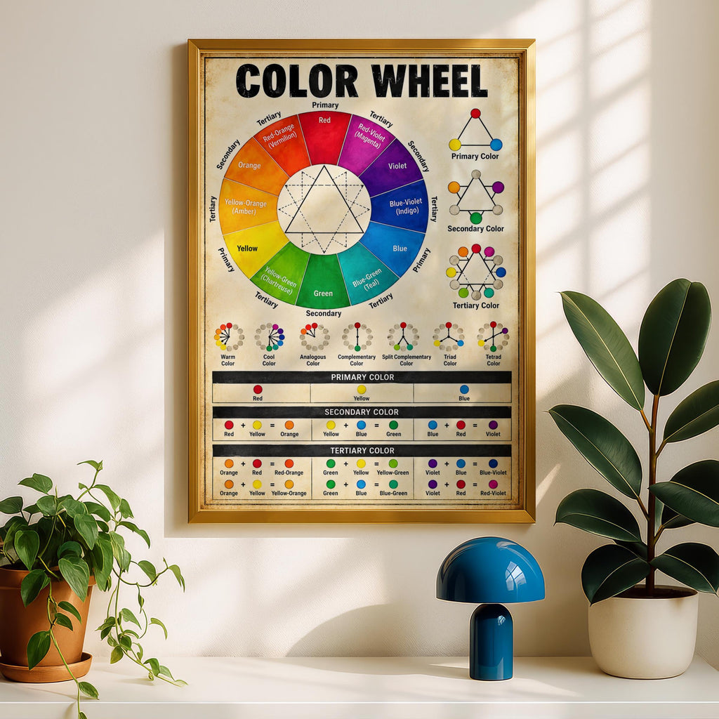 Colour Wheel Poster, Art Teacher Classroom Wall Art, Primary Secondary Tertiary Colours Chart