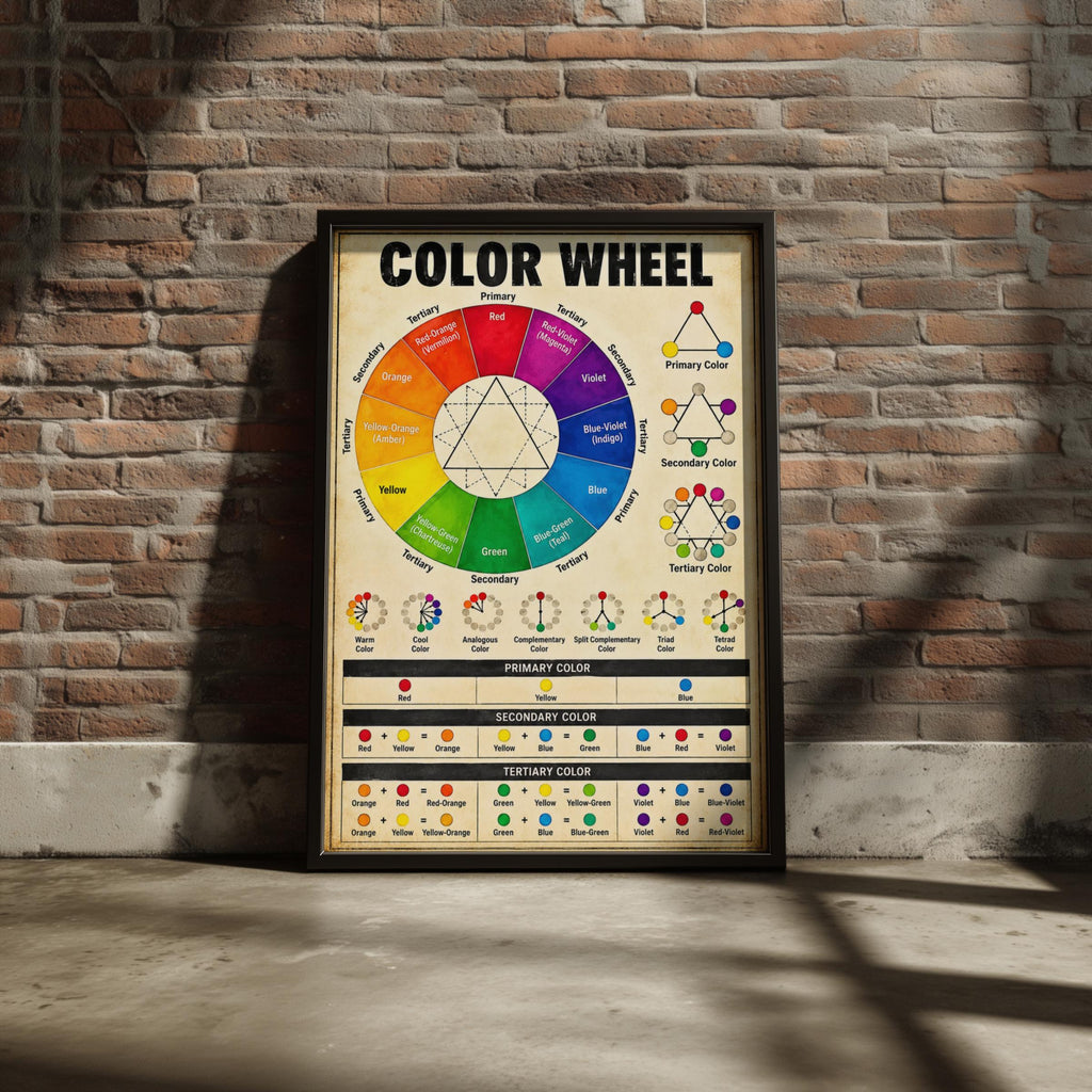 Colour Wheel Poster, Art Teacher Classroom Wall Art, Primary Secondary Tertiary Colours Chart