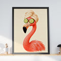 Flamingo Spa Day Print, Funny Bathroom Wall Art, Pink Bird Poster, Cucumber Eyes Towel Turban Decor