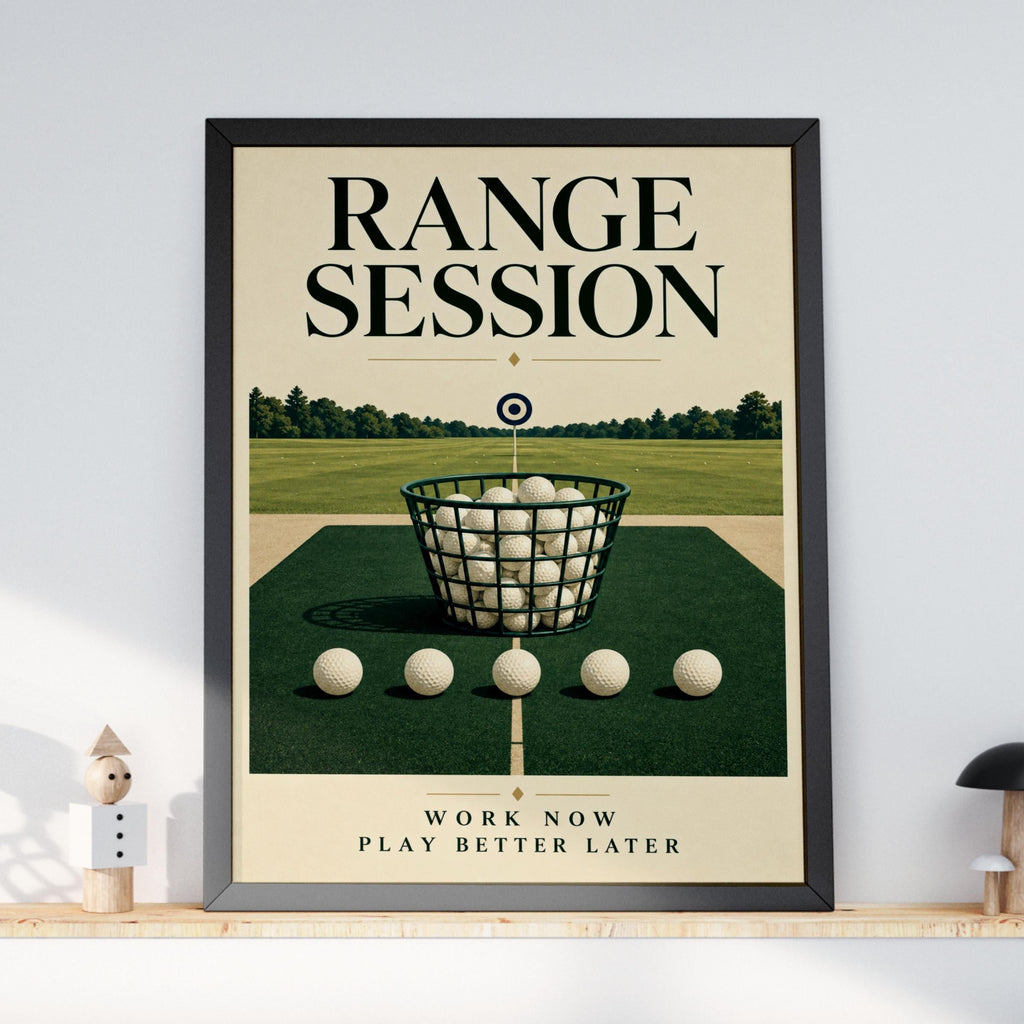 Golf Range Session Poster, Vintage Golf Wall Art, Driving Range Print, Golfer Gift, Green Cream